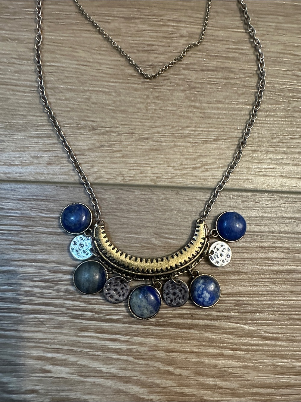 Blue & Gold Bohemian Statement Necklace